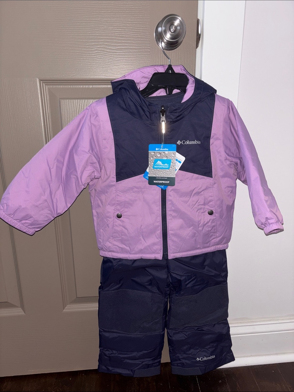 Columbia Little Girls Lavender and Navy Waterproof Snow Jacket & Pants 2T